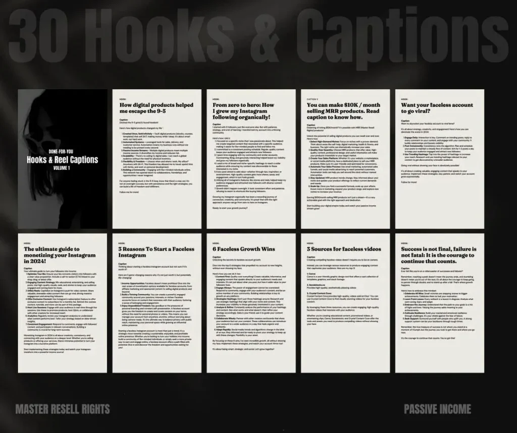 Instagram REELS, Hooks, Captions & Reel Covers Collection 1