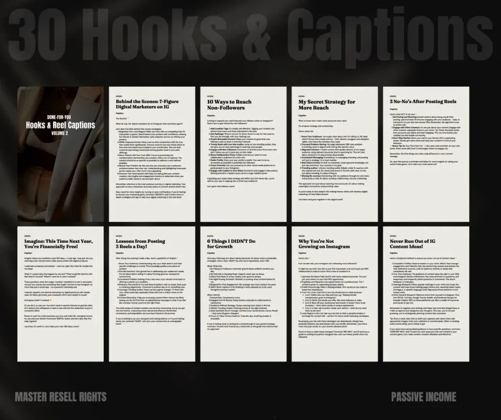 Instagram REELS, Hooks, Captions & Reel Covers Collection 2